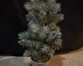 Artificial Frosted Tabletop Christmas Tree in Metal Pot