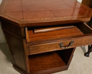 Vintage Mahogany Octagonal End Table with Embossed Border