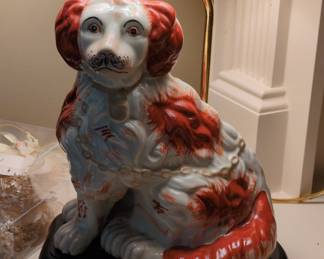 Vintage Staffordshire Spaniel Dog Table Lamp