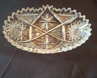 American Brilliant Period Cut Glass Oval Celery Dish