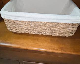 Rectangular Water Hyacinth Storage Basket with Fabric Liner