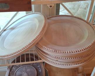 Beaded Edge Wooden Charger Plates