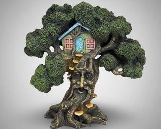 Ebros Forest Ent Greenman Cottage Blue Nook Tree House Mushroom Garden Statue