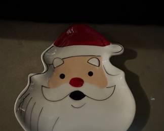 Sleigh Bell Bistro Santa Face Ceramic Dish