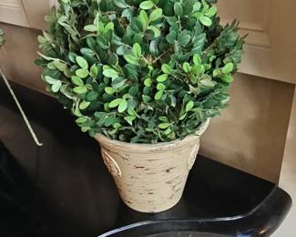 Artificial Boxwood Ball Topiary in Distressed Ceramic Pot