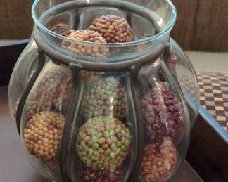 Vintage Decorative Balls in Glass Jar