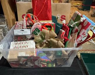 Assorted Christmas Gift Wrap and Holiday Supplies Lot