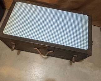 Vintage Flat-Top Steamer Trunk