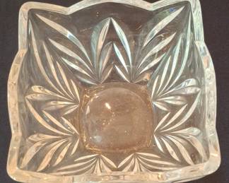 Vintage Hazel Atlas Prescut Clear Glass Square Candy Dish Bowl