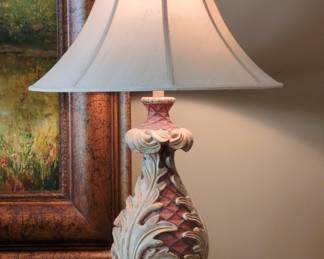 Regency Hill Acanthus and Lattice Resin Table Lamp