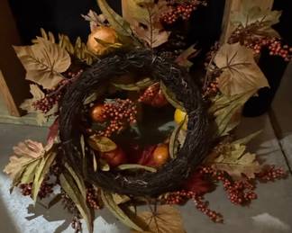 Artificial Pumpkin and Berry Wreath