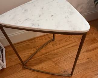 CB2 Tri White Marble Side Table