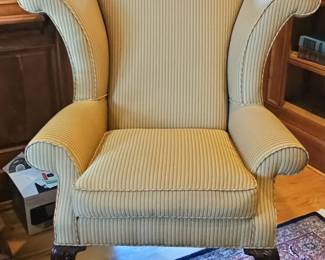 Queen Anne Style Wingback Armchair with Cabriole Legs