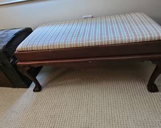 Chippendale Style Upholstered Bench with Ball and Claw Feet