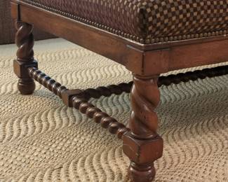 Jacobean Revival Barley Twist Upholstered Ottoman