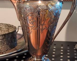 Victorian-Style Ornate Wilcox Silver-Plated Water Pitcher with Paisley Pattern