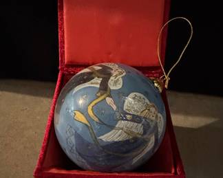 Li Bien Hand-Painted Glass Angel Christmas Ornament in Velvet Box