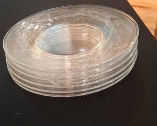Vintage Etched Wheat Pattern Clear Glass Plates