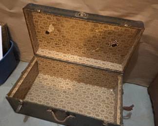 Vintage Flat-Top Steamer Trunk