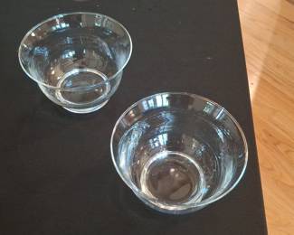 Set of Two Minimalist Clear Glass Bowls