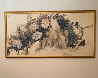 Chinese Painting of Peonies and Birds by Ju Lian