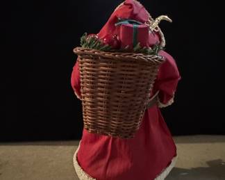 Possible Dreams Clothtique Santa Claus Figurine with Woven Basket