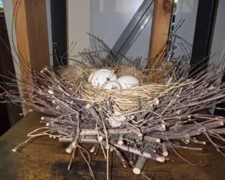 Decorative Twig Bird Nest with Speckled Eggs