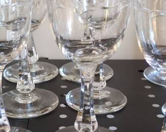 Vintage Etched Crystal Wine Stemware, Set of 10