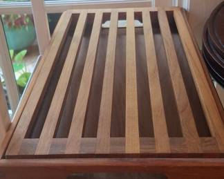 Vintage Danish Modern Teak Bread Board with Crumb Tray