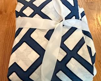 Blue and White Lattice Pattern Fabric Panel