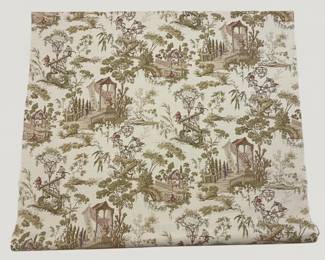 Vintage Toile de Jouy Fabric Roll - French Country Pastoral Scene