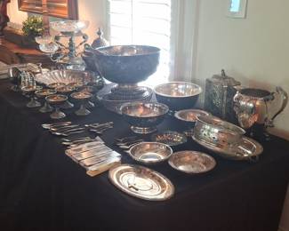 Silver-Plated Punch Bowl Serving Set with Cups and Ladle
