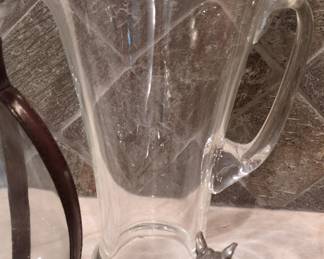 Vintage Equestrian Horse Head Glass Pitcher