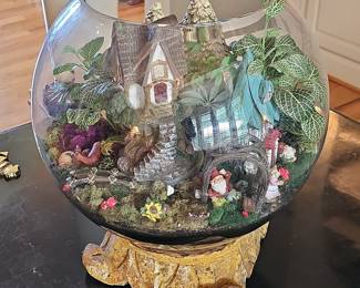 Whimsical Fairy Garden Terrarium with Gnome and Mouse Figurines