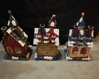 Christmas House and Snowman Stocking Holder Set