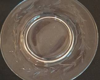 Vintage Etched Wheat Pattern Clear Glass Plates