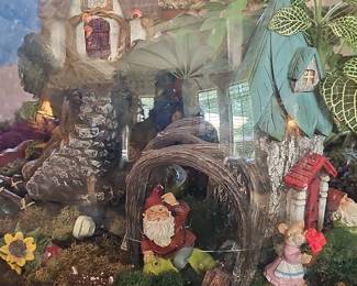 Whimsical Fairy Garden Terrarium with Gnome and Mouse Figurines