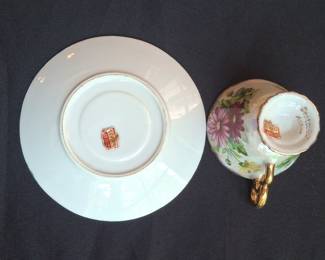 Ucagco Japan 'Flower of the Month' Lusterware Tea Cup and Saucer - June Rose and September Aster