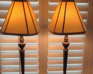 Pair of Traditional Metal Column Table Lamps