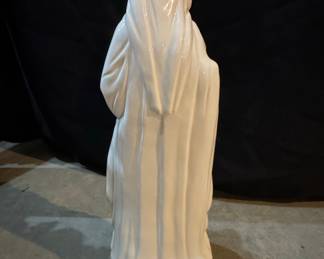 Vintage White Glazed Ceramic Madonna and Child Statue