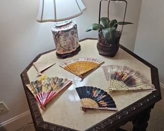 Collection of Five Decorative Folding Hand Fans
