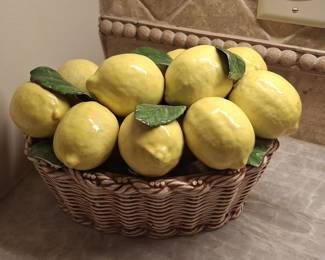 Italian Majolica Lemon Basket Centerpiece
