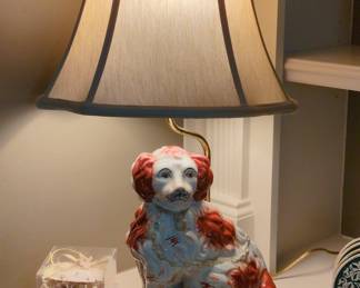 Vintage Staffordshire Spaniel Dog Table Lamp