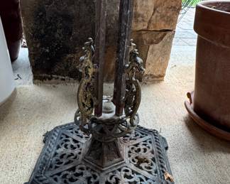 Pair of Vintage Figural Cast Metal Plant Stands with Jardinières in the style of Oscar Bach
