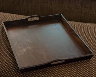 Square Wooden Serving Tray with Cutout Handles