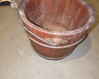 Antique Primitive Staved Wooden Water Bucket