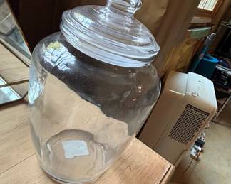 Vintage Planters Peanuts Embossed Glass Jar with Peanut Lid