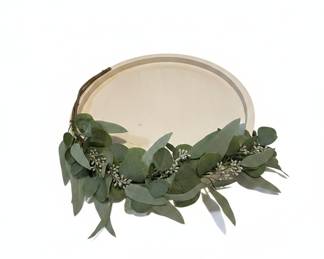Decorative Round Tray with Eucalyptus Greenery