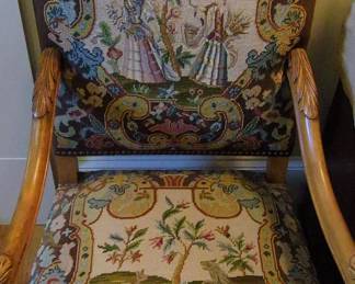 19th Century French Louis XV Style Carved Walnut Needlepoint Armchair