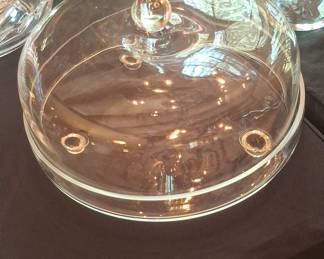 Vintage Clear Glass Cake Dome with Ball Handle